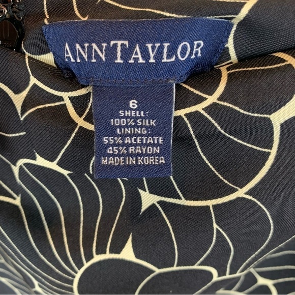 Vintage Ann Taylor 100% Silk  Black Ivory Floral Pencil Skirt 90s Y2K sz 6 - Picture 5 of 9
